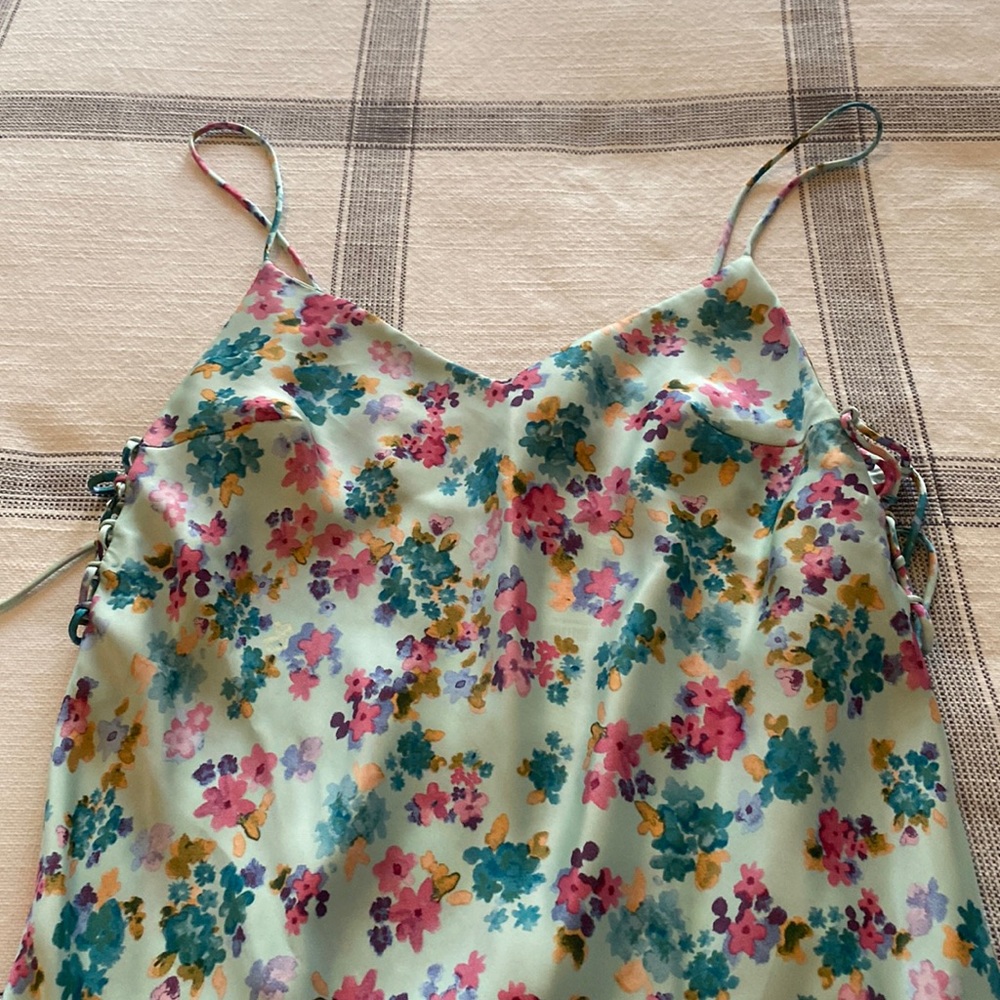 Zara floral silk slip dress L